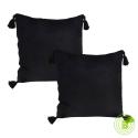 SOGA 2X Black Vintage Butterfly Pillow Tassel Velvet Square Throw Pill